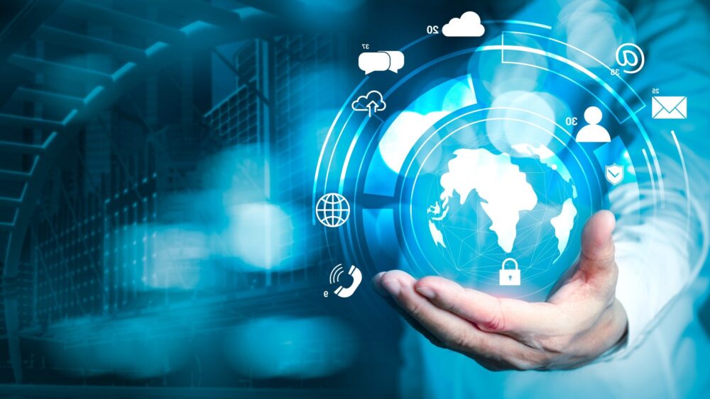Businessman Holding Cloud Computing Network To Connecting Data Information On Wireless Internet T20 9k997B